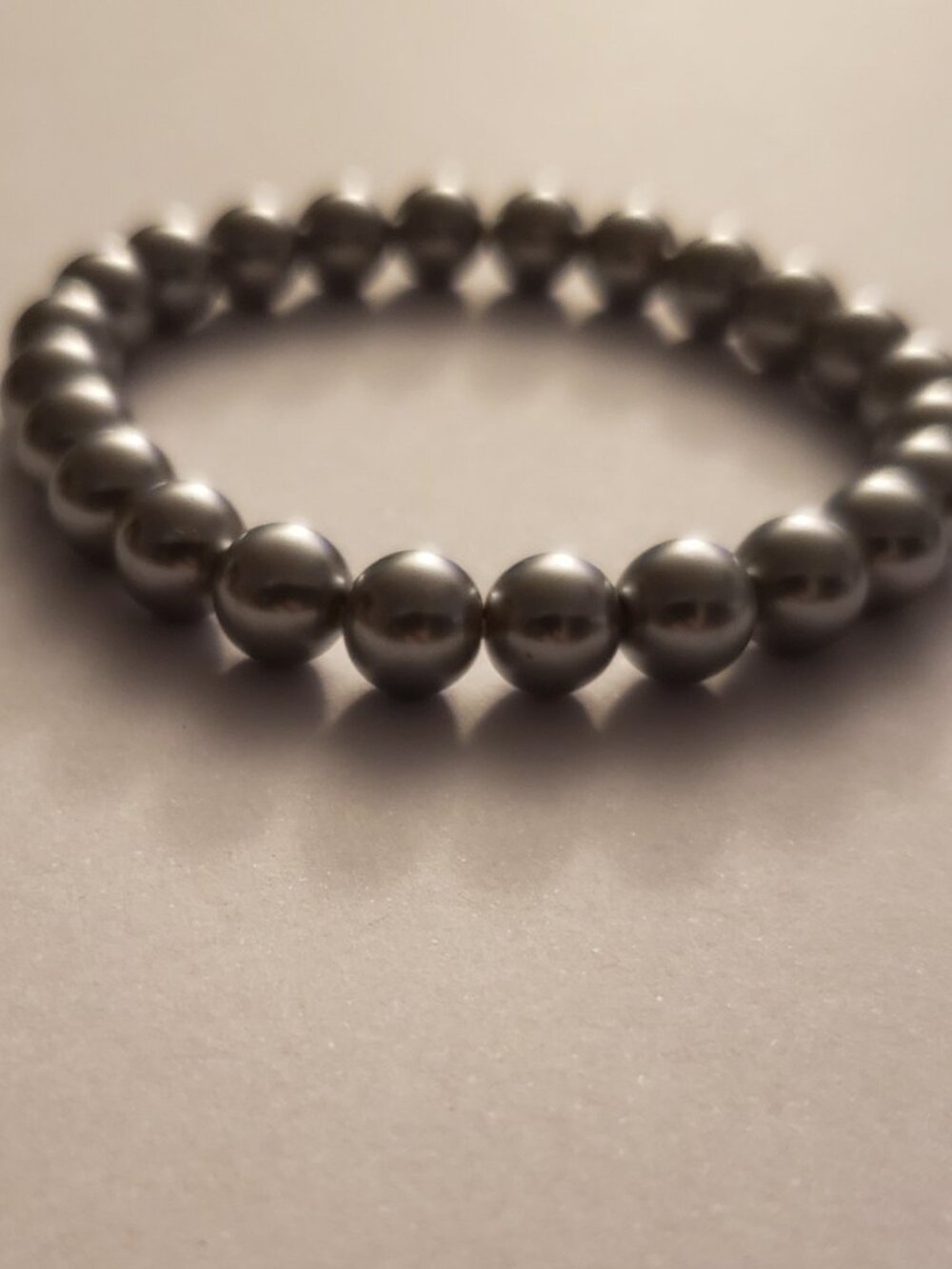 Gray Faux Pearl Elastic Bracelet Beaded Stretchy Costume Classic 7"